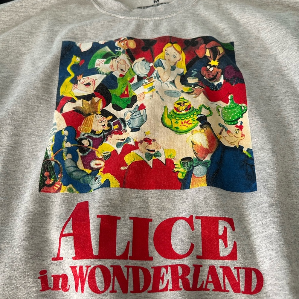 Disney Alice in Wonderland Gray Pullover - Size Medium